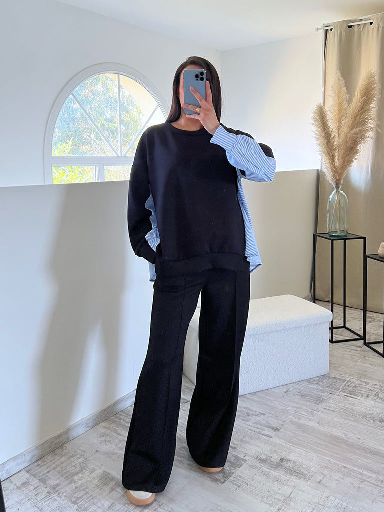 Ensemble Bi Matière Chemise Noir