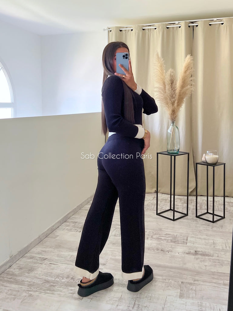 Ensemble Maille Bicolore Noir