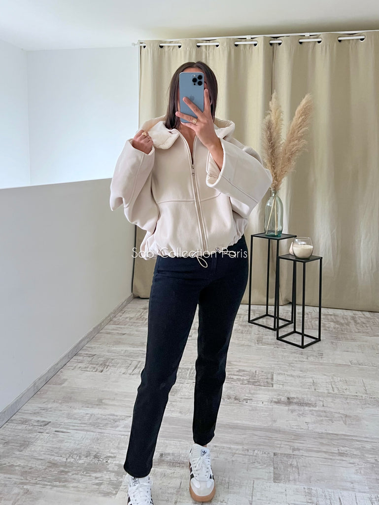 Veste Capuche Doudoune Beige