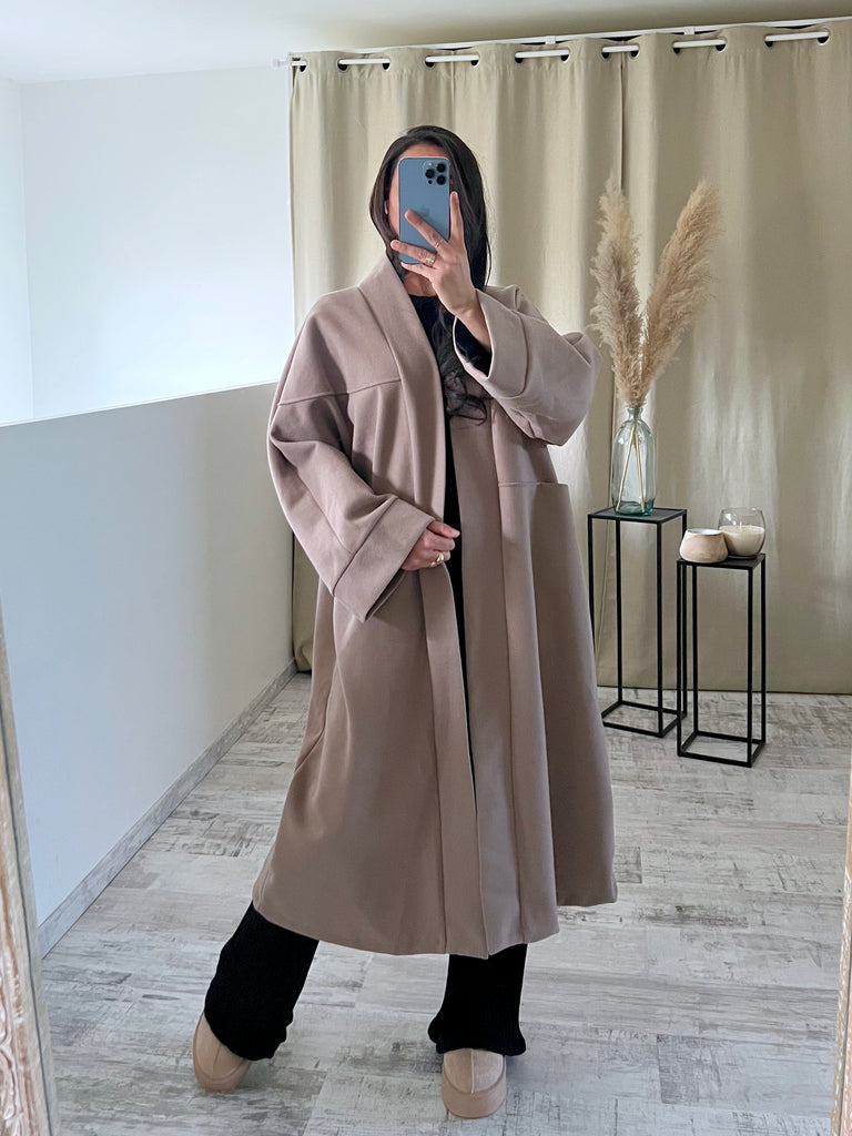 Veste Longue Oversize Taupe