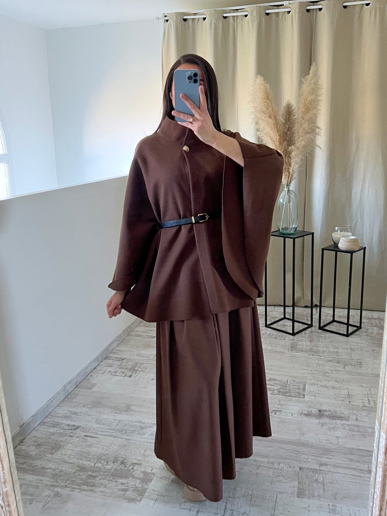 Cape À Ceinture Marron