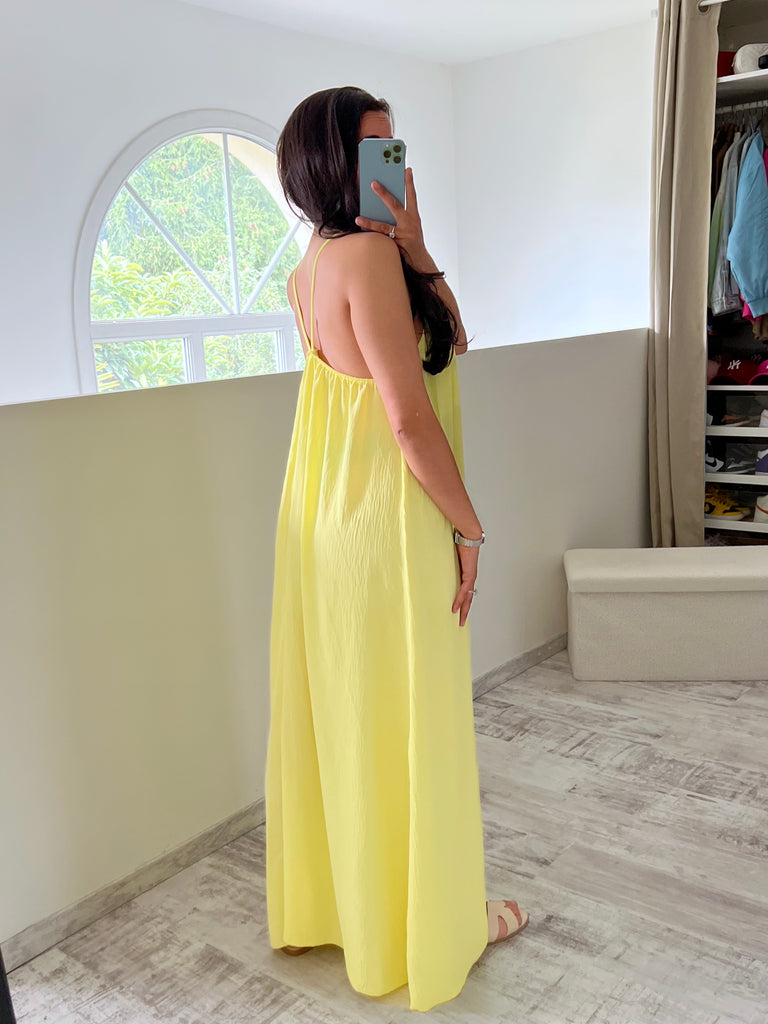 Robe Col Boucles Dorés Jaune