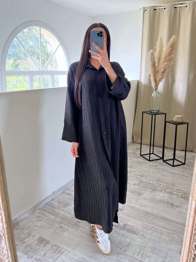 Robe Chemise À Effets Noir