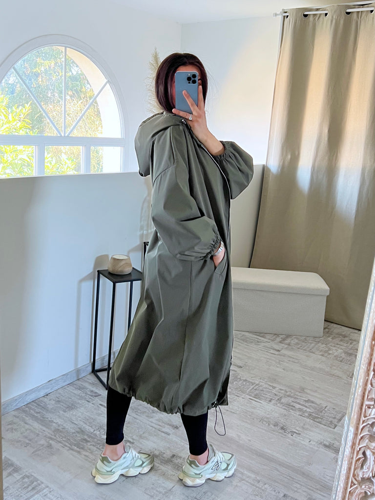 Veste Coupe Vent À Capuche Kaki