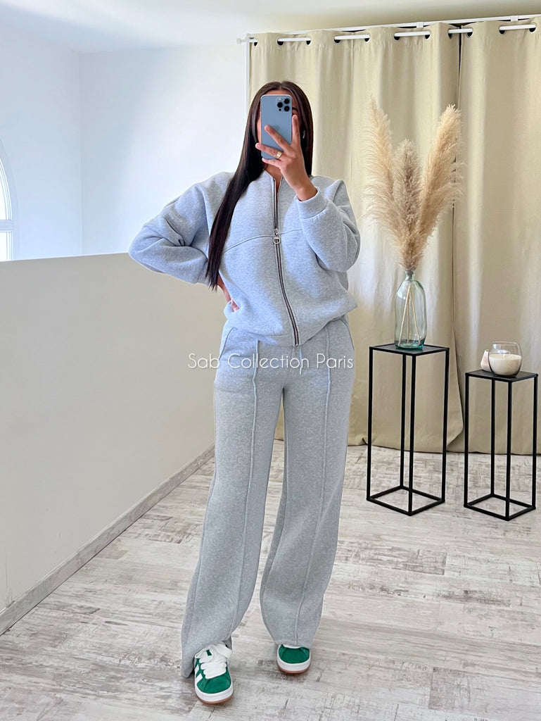 Ensemble Jogging Gilet Gris