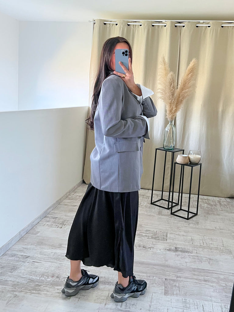 Blazer Manches Revers Gris