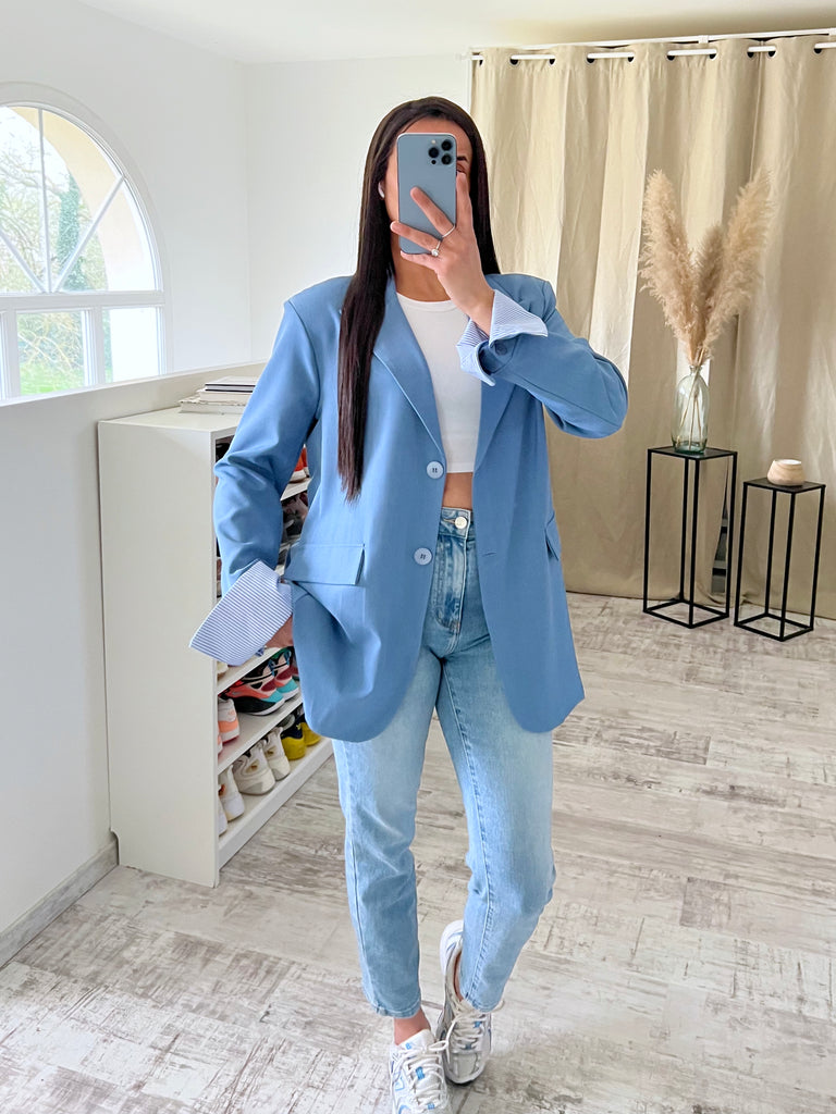 Blazer Manches Revers Bleu/Bleu
