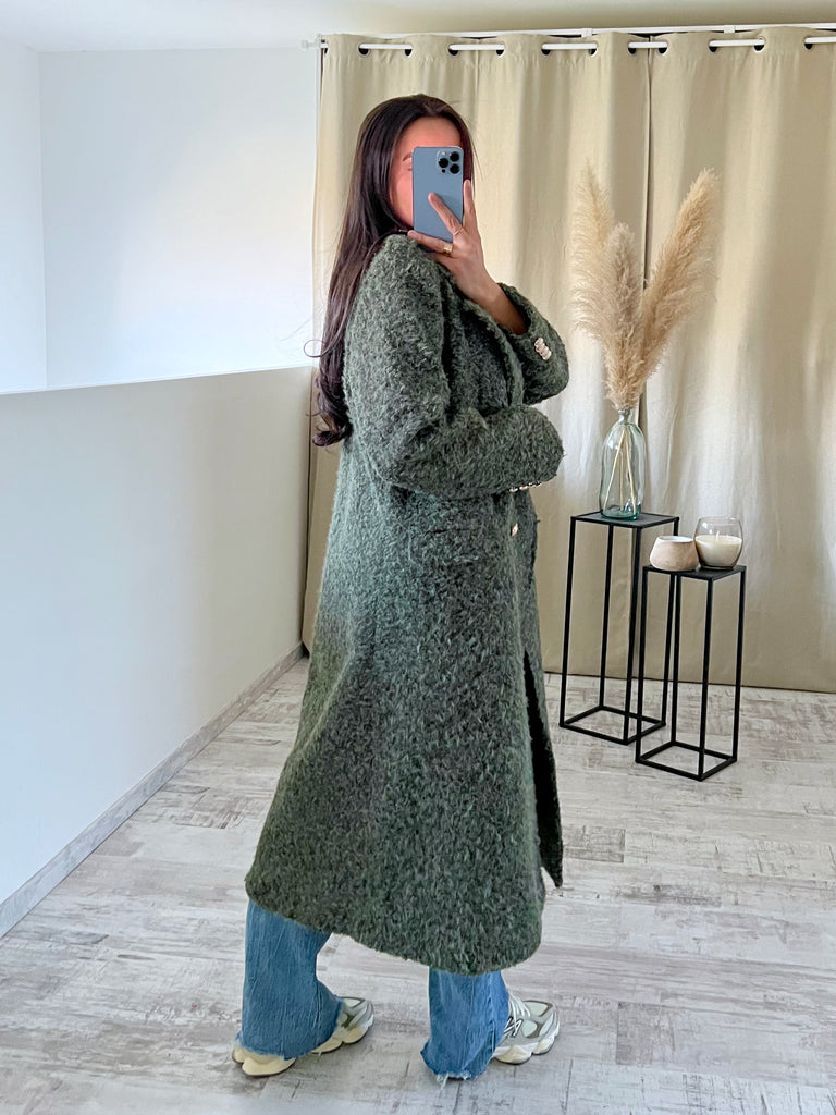 Manteau Moumoute Boutons Officiers Kaki