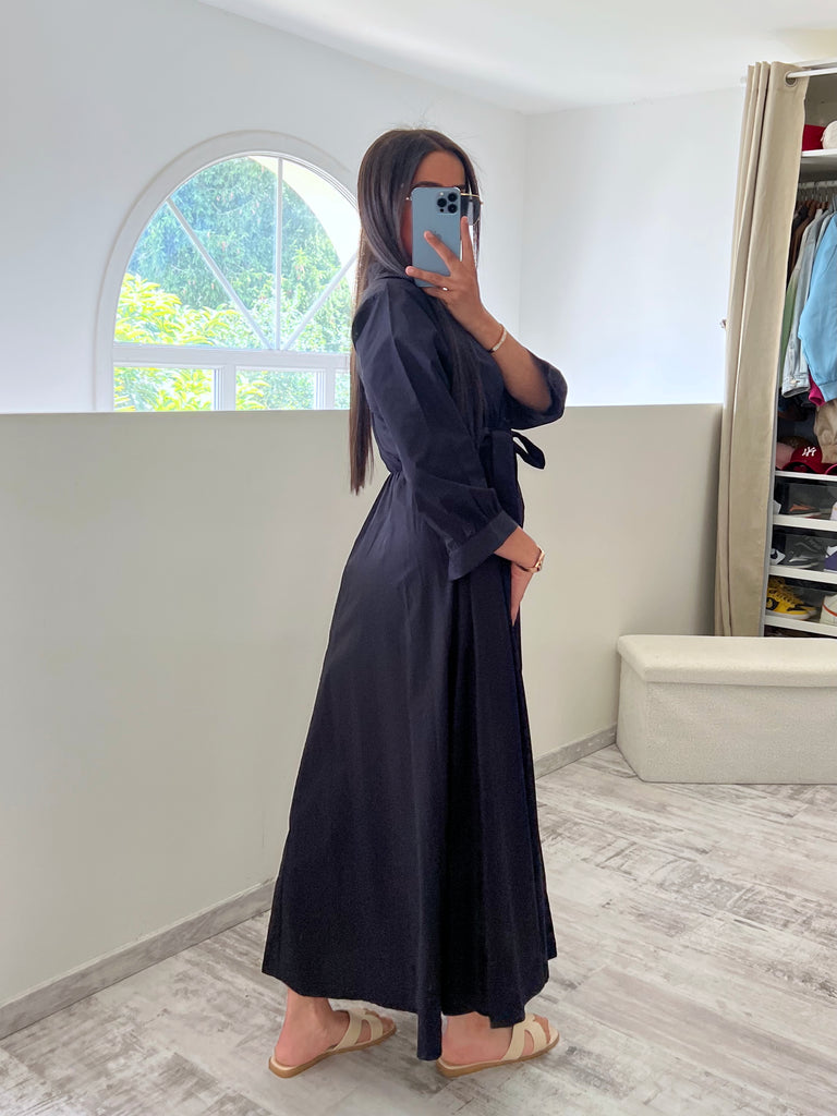 Robe Cache Cœur Popeline Noir