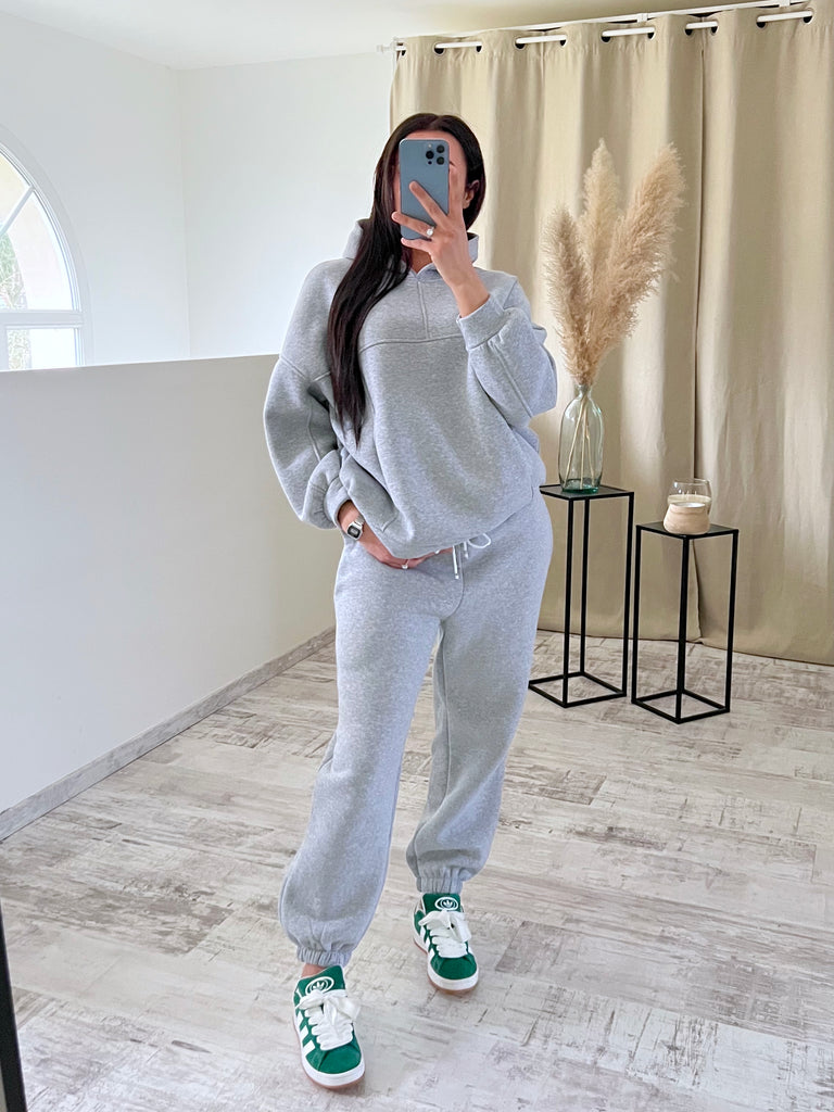 Ensemble Jogging Molleton À Capuche Gris