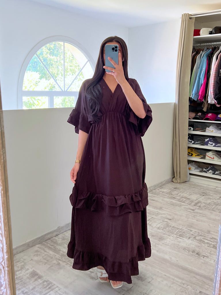 Robe Volants Marron