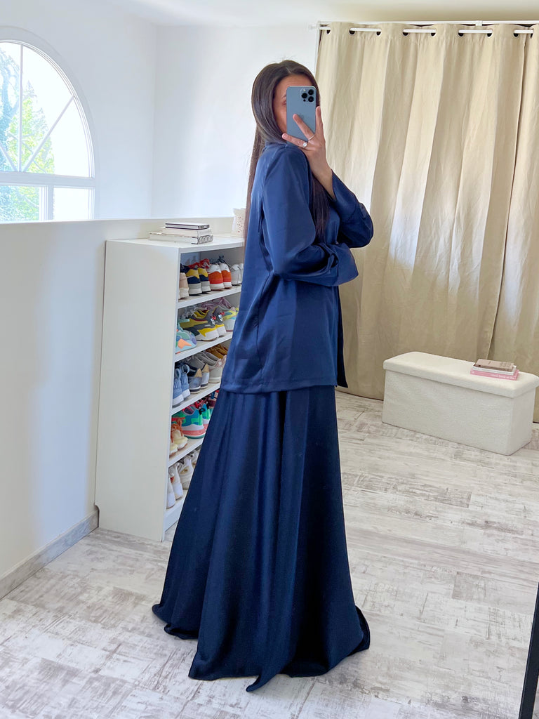 Ensemble Jupe Satin Modest Marine