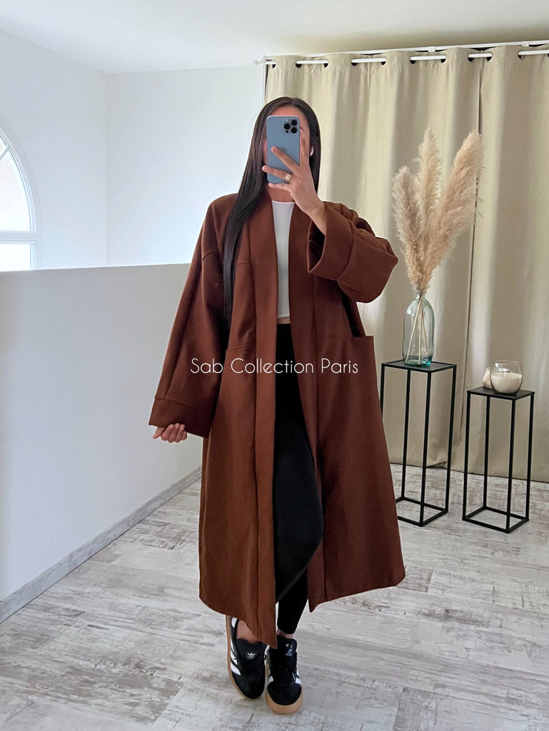 Veste Longue Oversize Marron