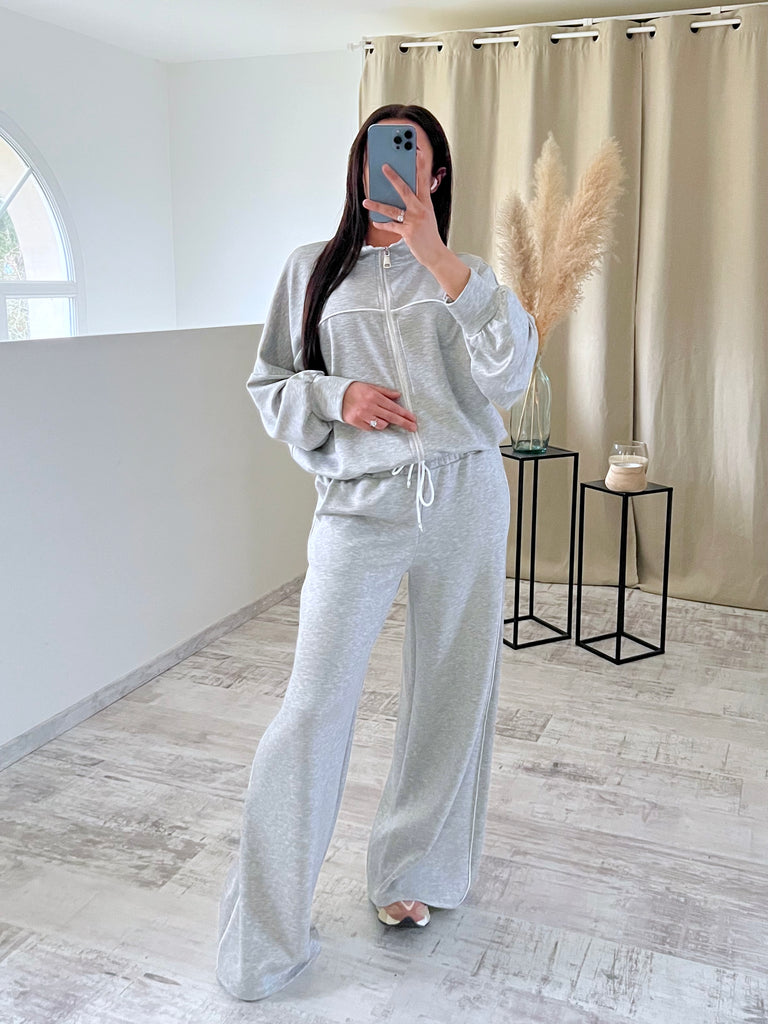 Ensemble Jogging À Traits Gris