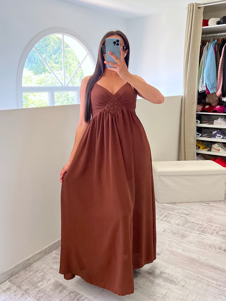 Robe Détail Noeuds Marron