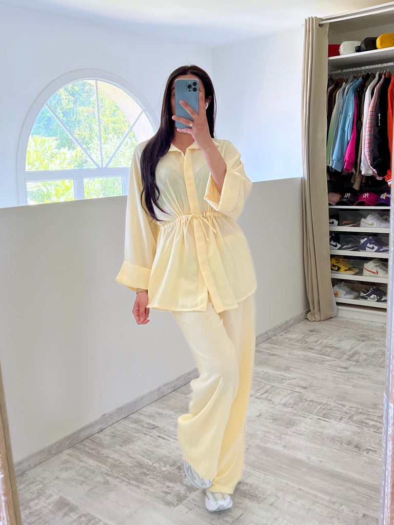 Ensemble Tunique Manches Revers Jaune