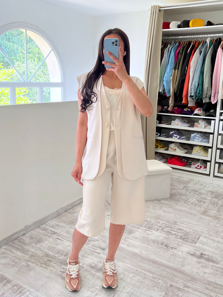 Ensemble Bermuda Gilet Sans Manches Nude