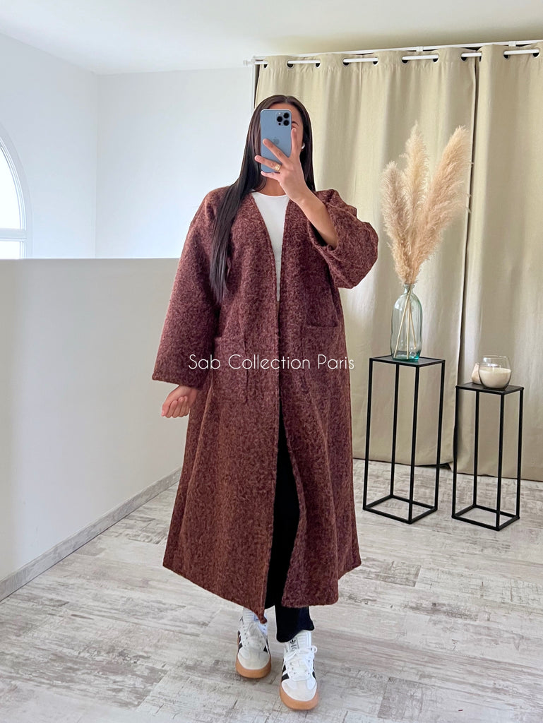 Veste Longue Oversize Moumoute Marron