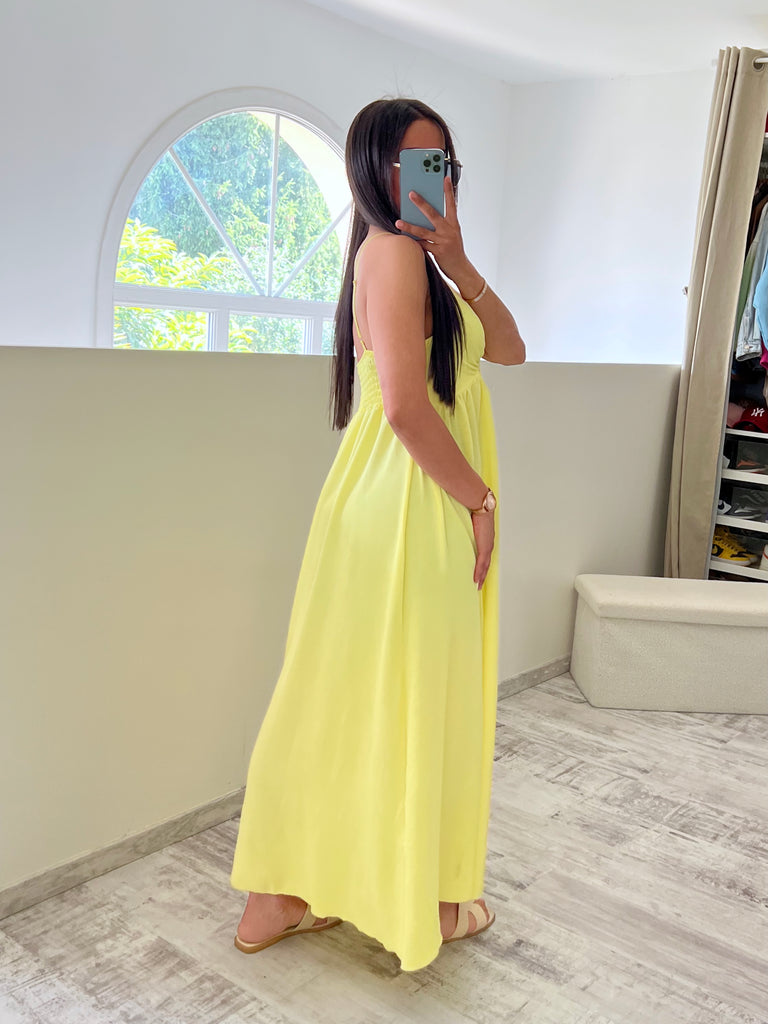Robe Détail Noeuds Jaune
