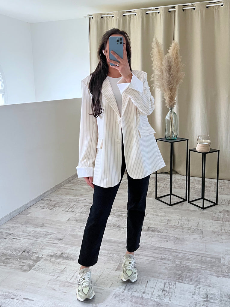 Blazer À Rayures Crème