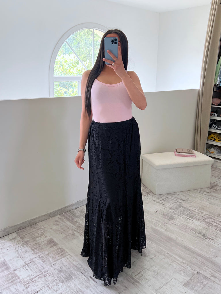 Jupe Dentelle Doublée Noir
