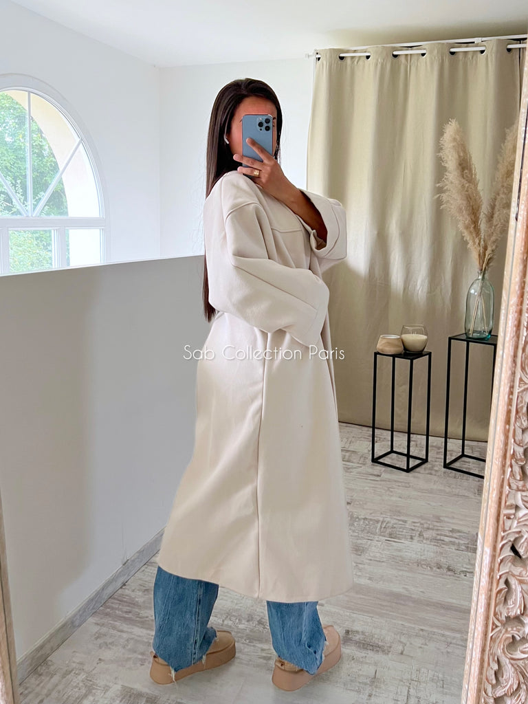 Veste Longue Oversize Nude
