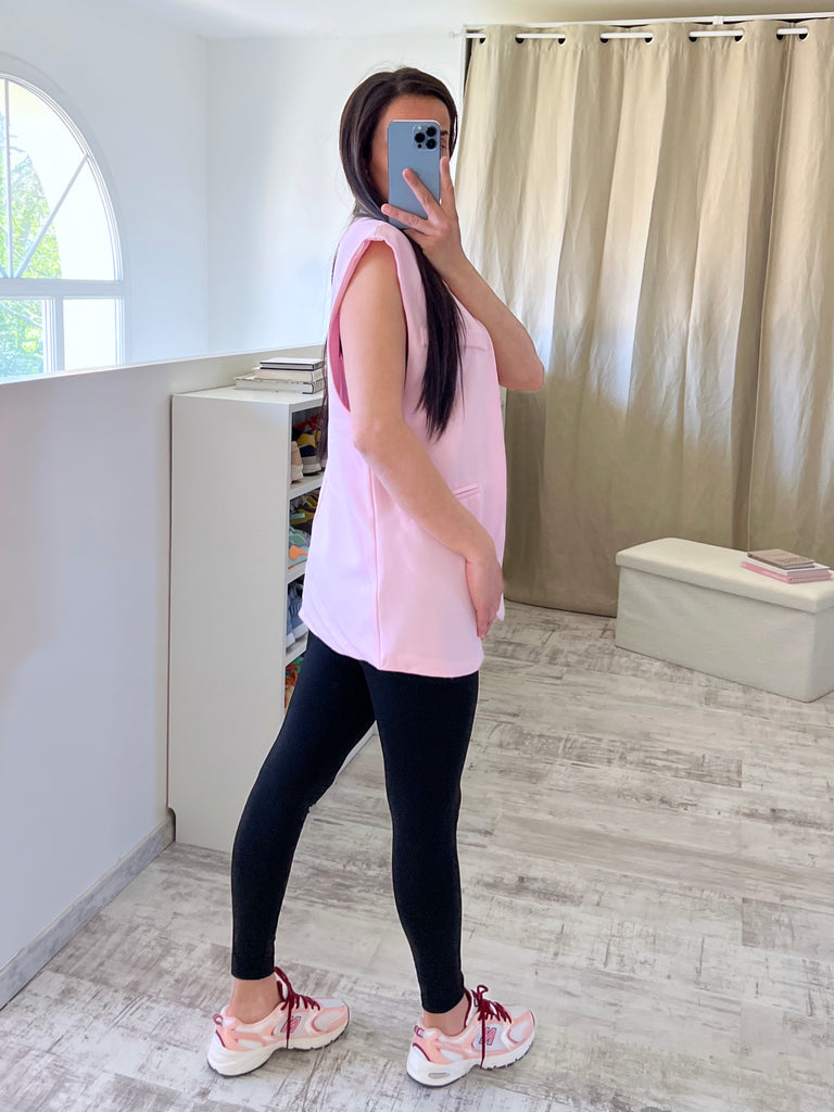 Top Blazer Sans Manches Rose