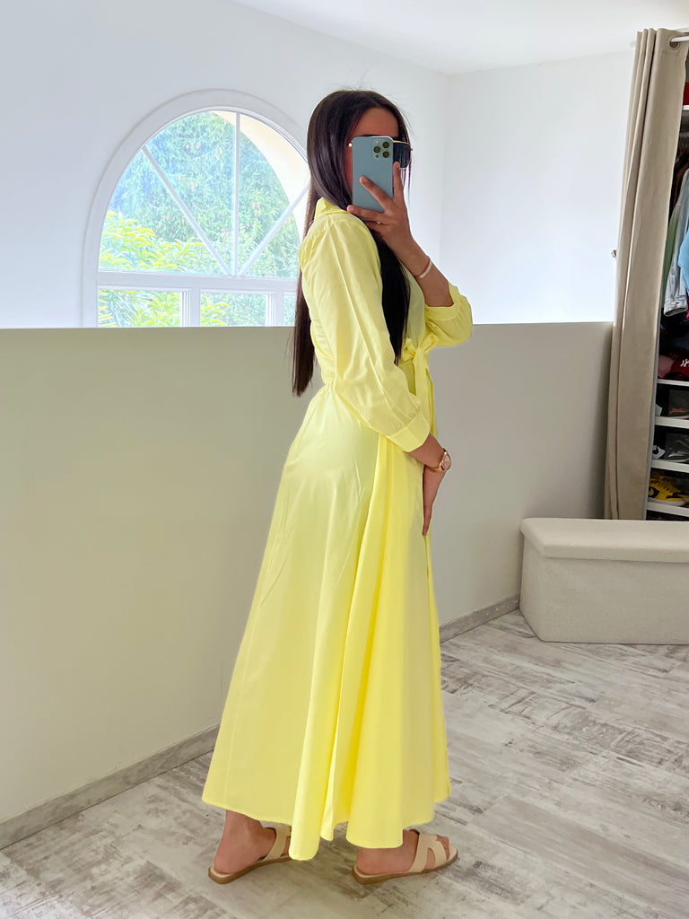 Robe Cache Cœur Popeline Jaune