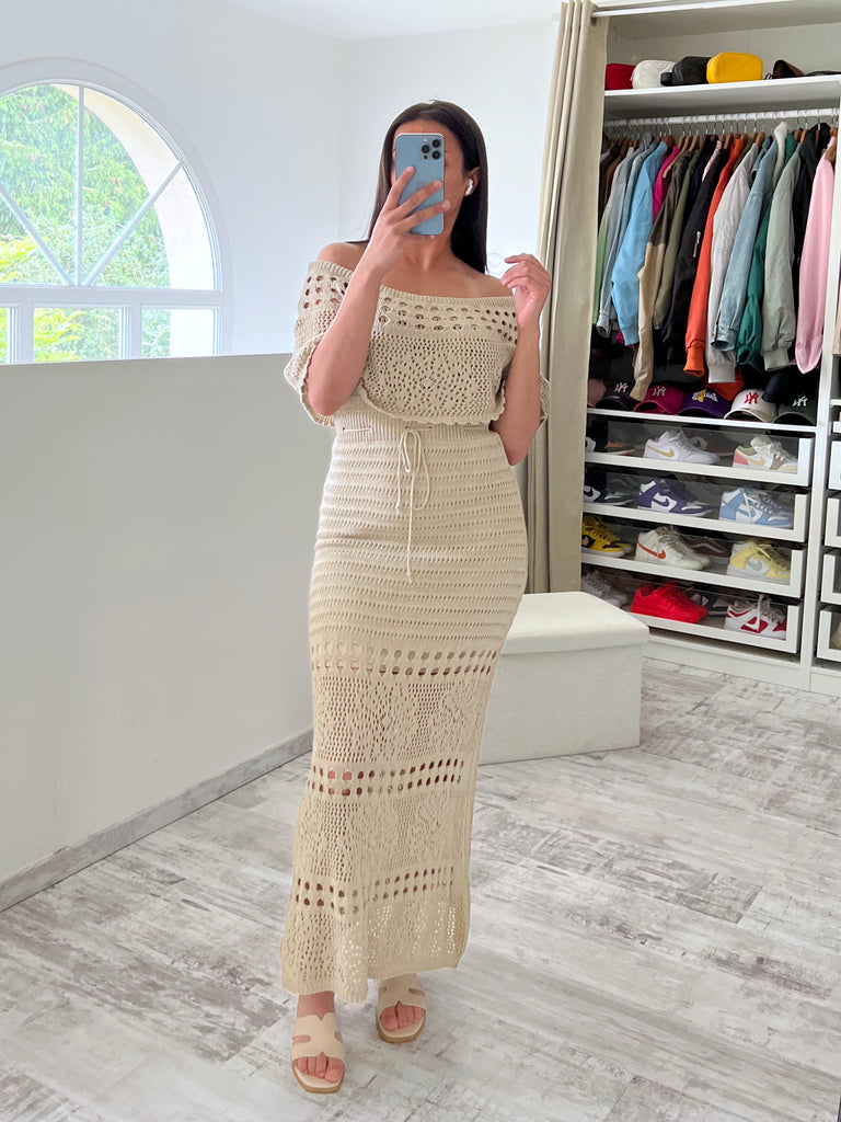 Robe Bustier Crochet Taupe