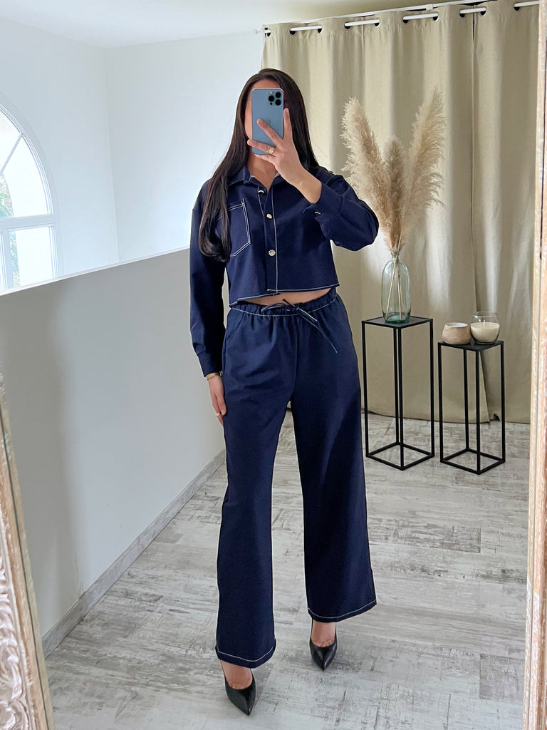 Ensemble Jean Chemise Courte Fluide Brut