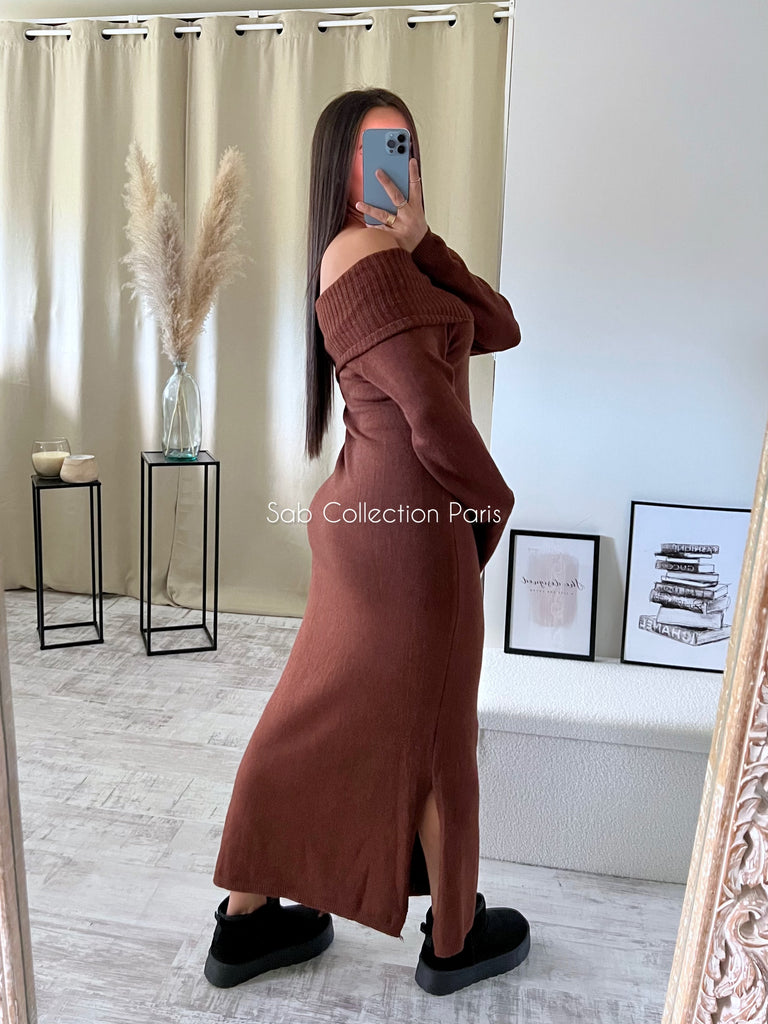 Robe Maille BARDOT Marron