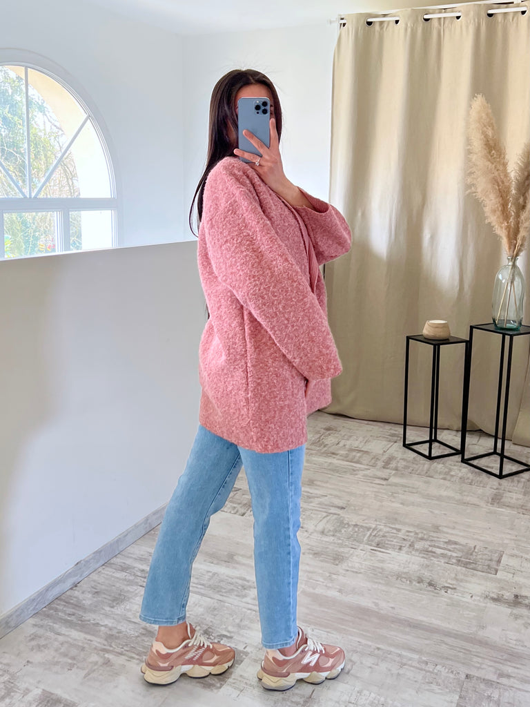Veste Moumoute Boutons Dorés Blush