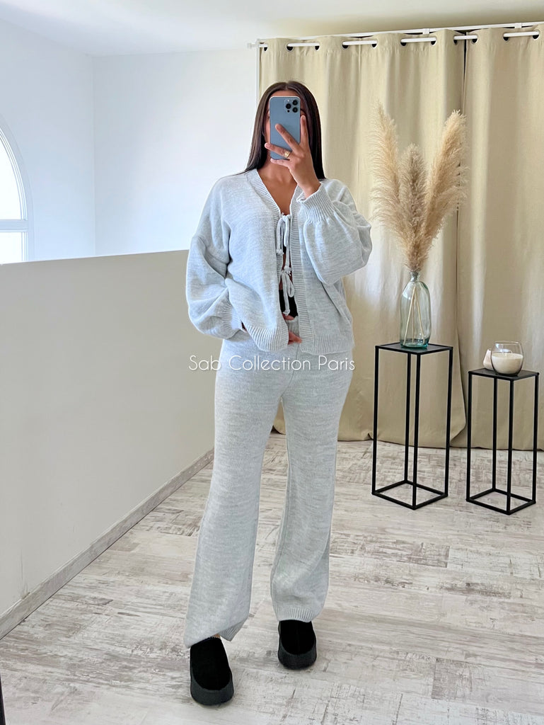 Ensemble Maille À Nouer Gris