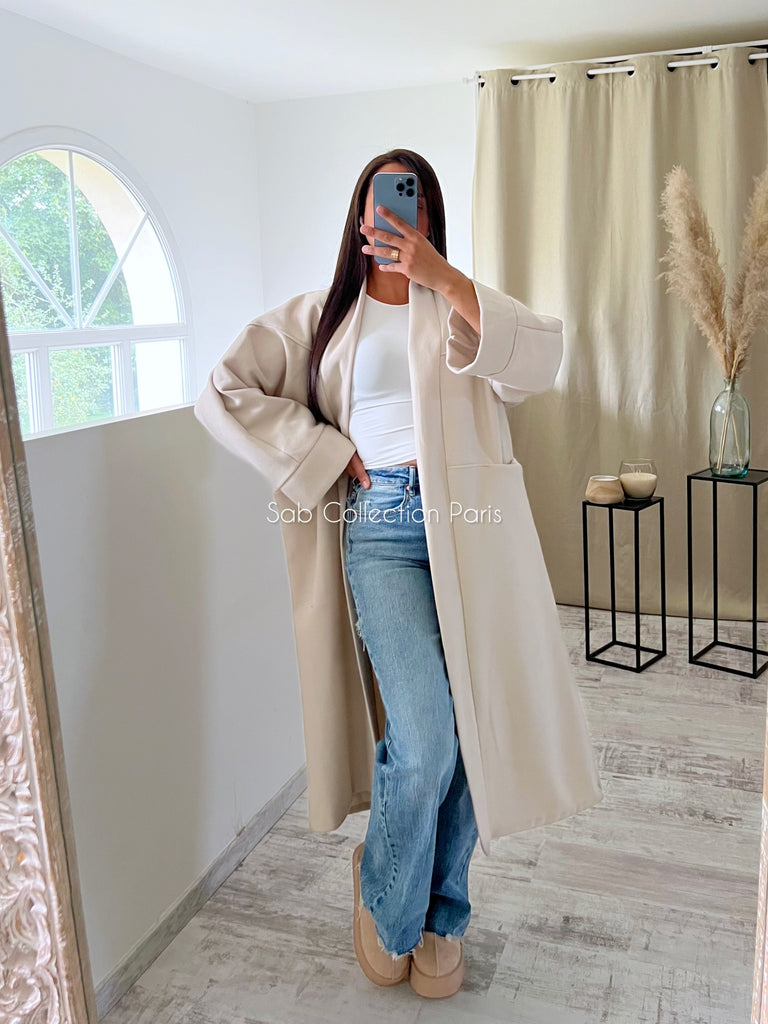 Veste Longue Oversize Nude