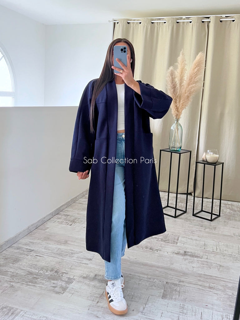 Veste Longue Oversize Marine