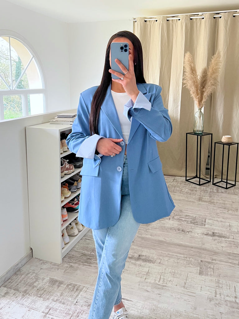 Blazer Manches Revers Bleu/Bleu