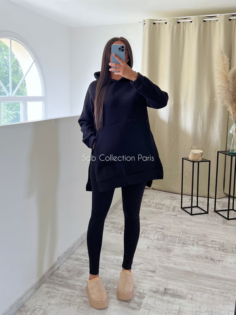 Ensemble Legging Sweat Capuche Noir