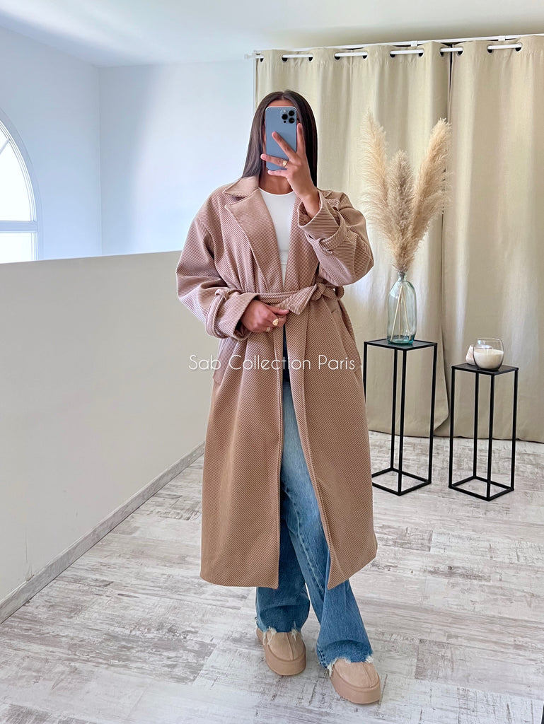 Manteau Inspi Z Rayé Camel