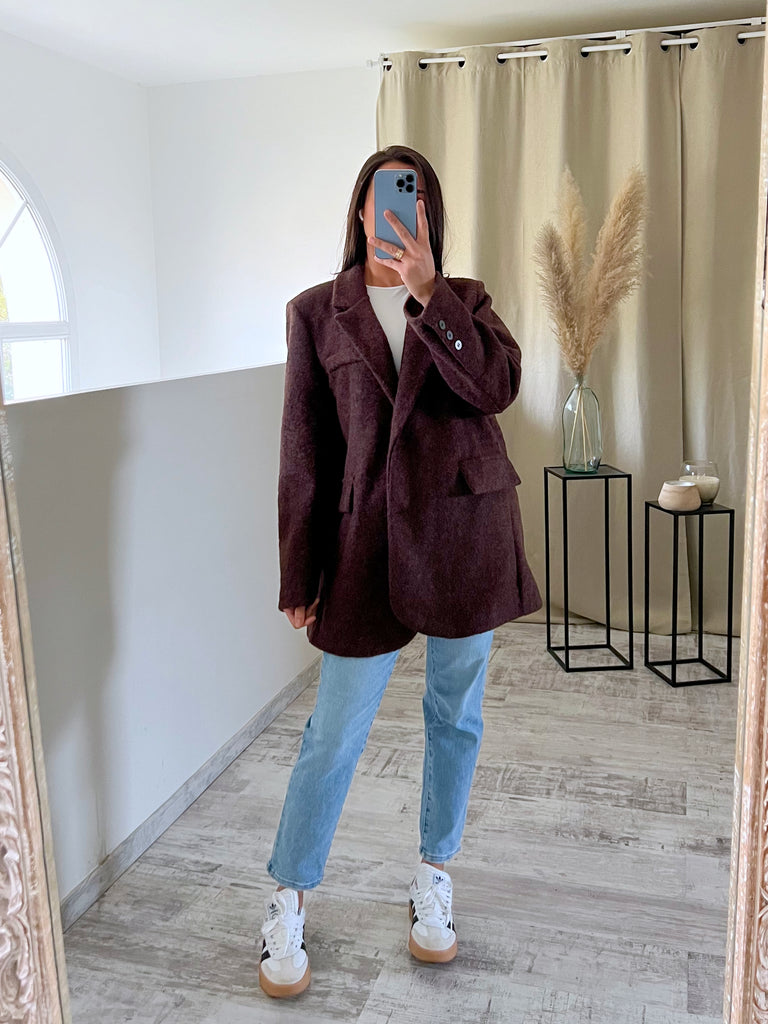 Blazer Moumoute Oversize Marron