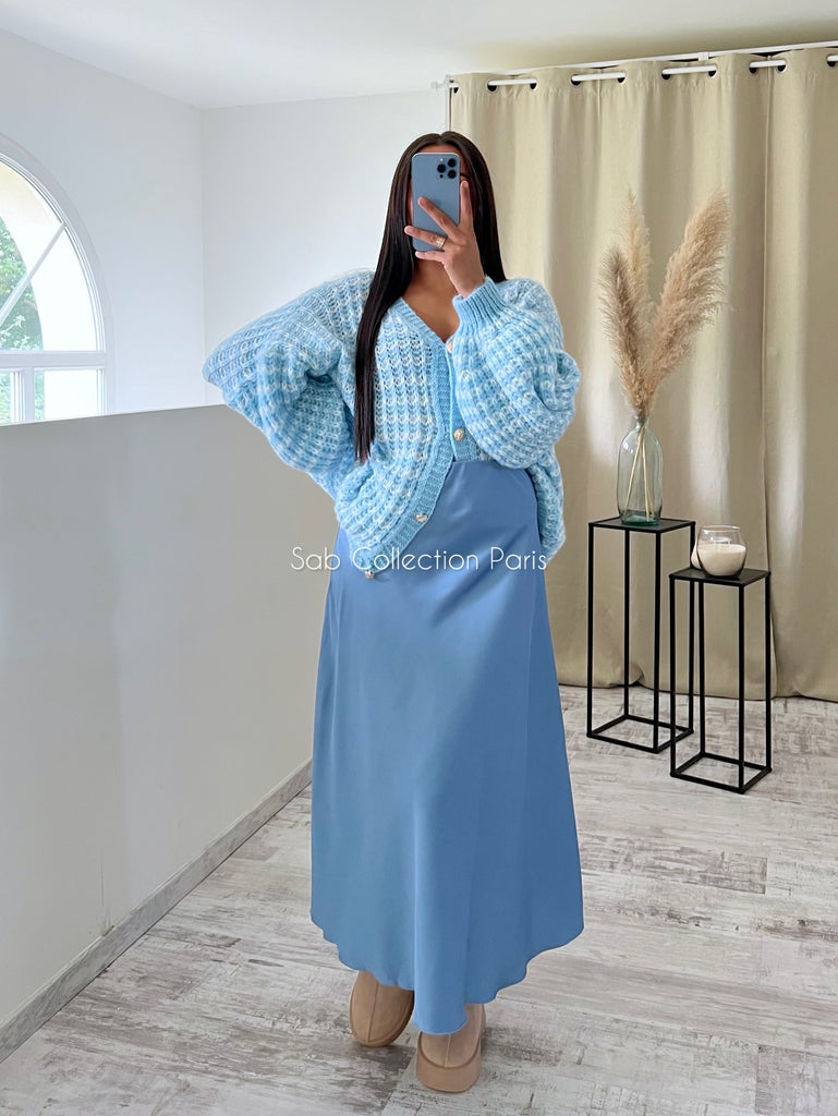 Jupe Satin Opaque Bleu