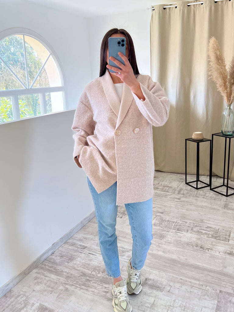 Veste Moumoute Boutons Dorés Nude
