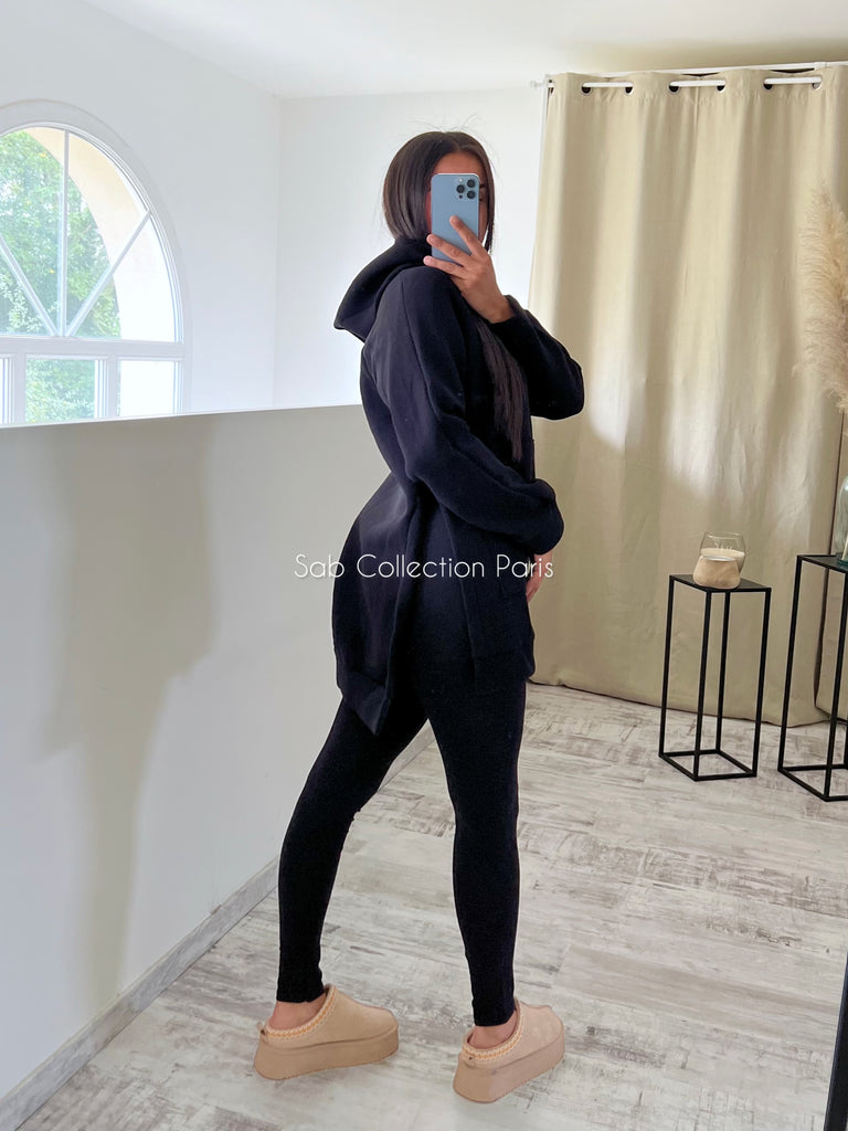 Ensemble Legging Sweat Capuche Noir
