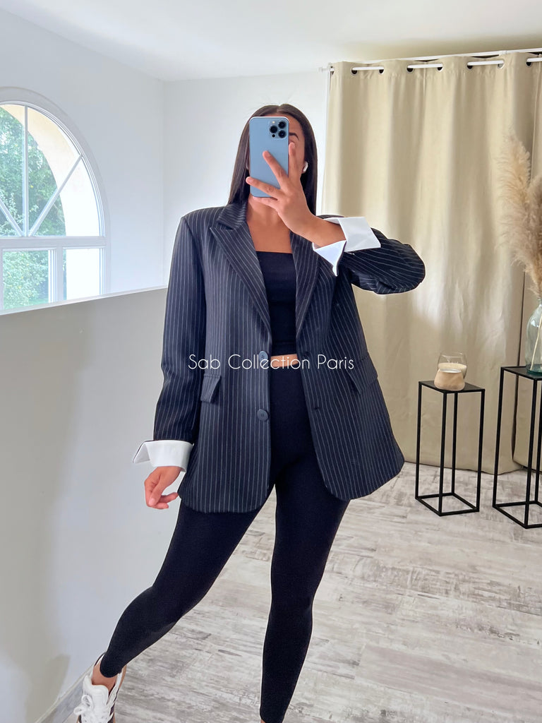 Blazer À Rayures Noir