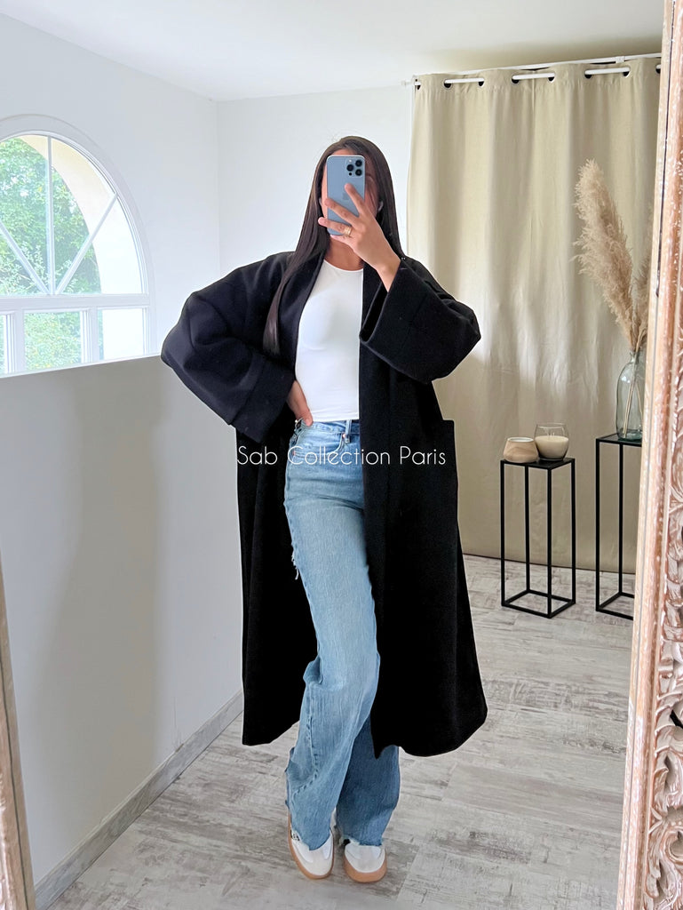 Veste Longue Oversize Noir