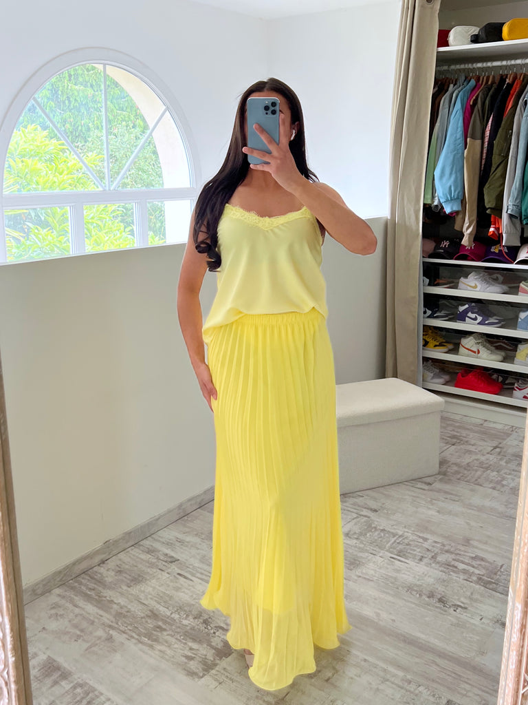 Jupe Plissée Jaune