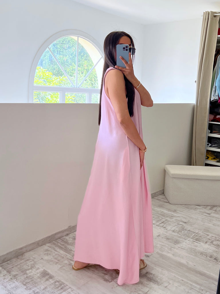 Robe Ample Effet Lin Rose