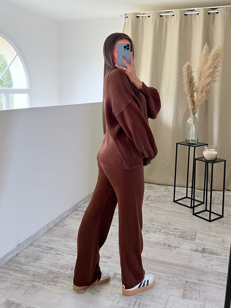 Ensemble Maille À Nouer Marron