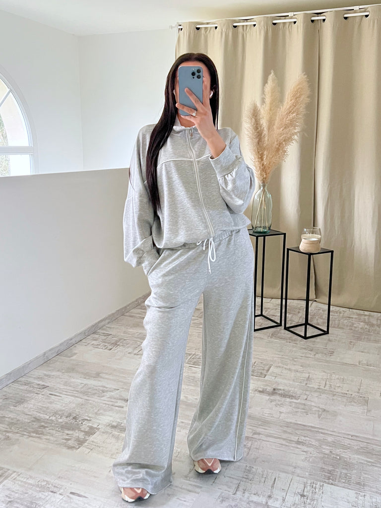 Ensemble Jogging À Traits Gris