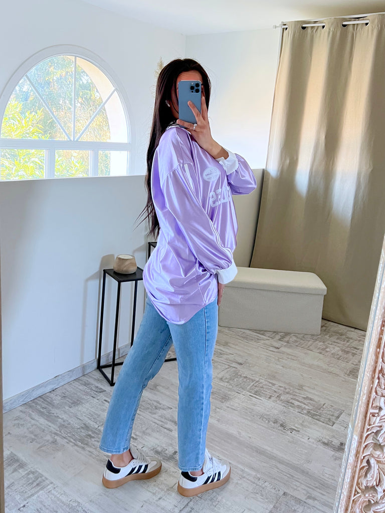 Top Satin Col Chemise LA Lila