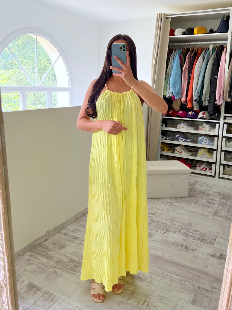 Robe Bretelles Pierres Jaune